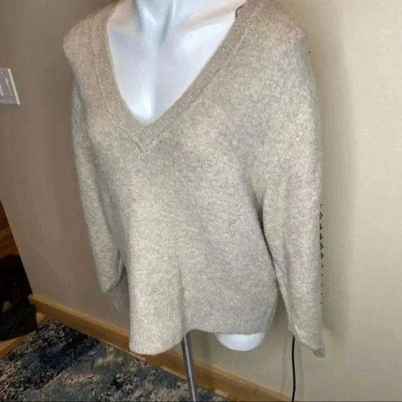 Zara Black Lace Trim Oversized V.neck sweater - Picture 7 of 13